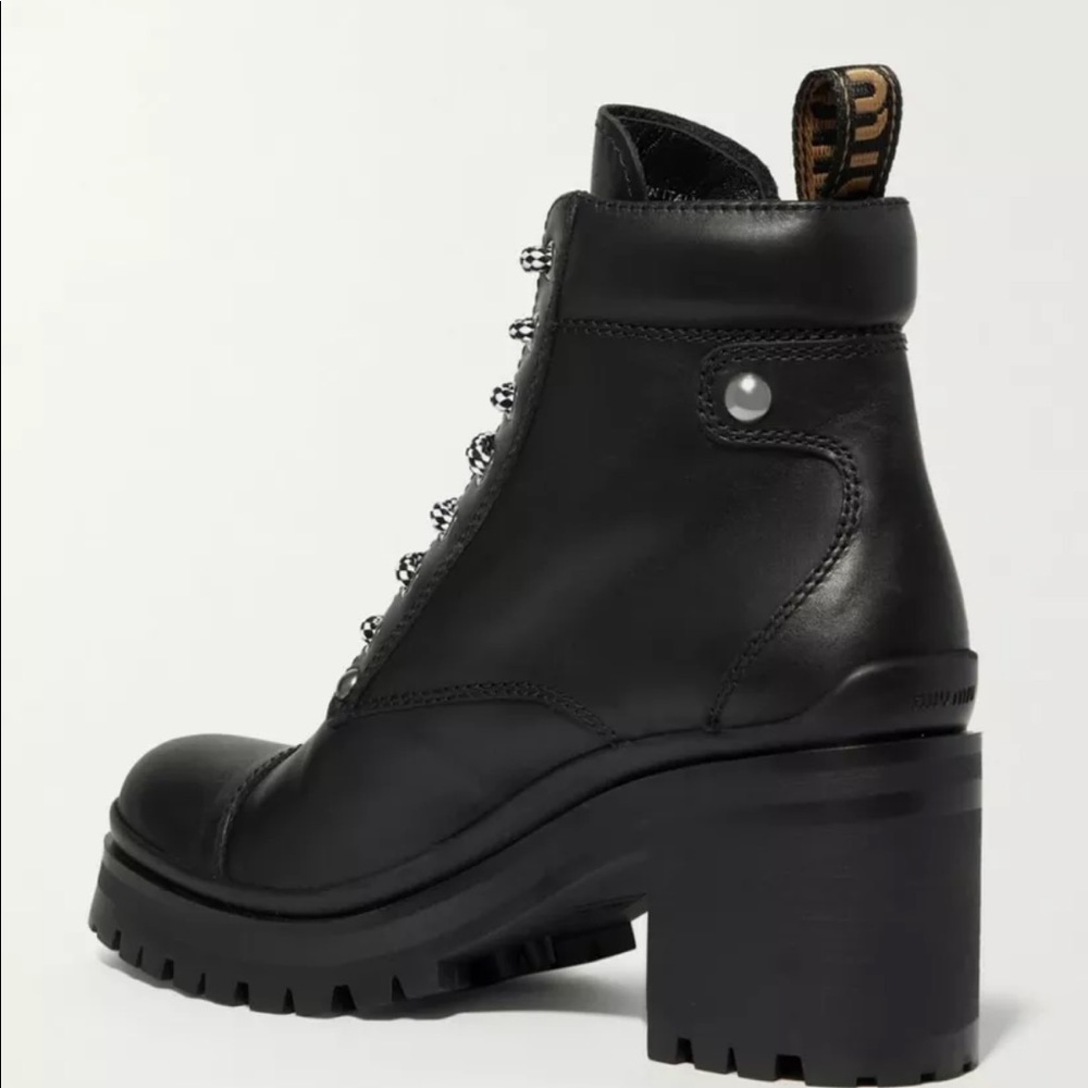 Miu Miu Leather Combat Lug and Platform Boots Size 38.5 - Picture 3 of 5